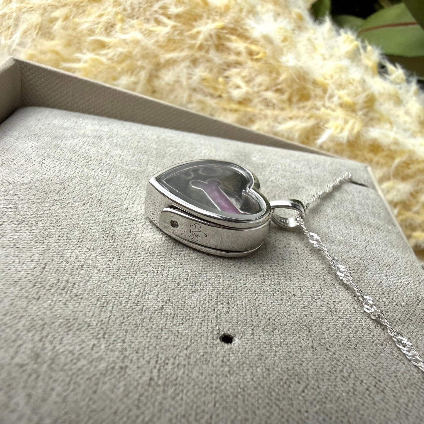 Sterling Silver and Glass Small Floating Bone Locket