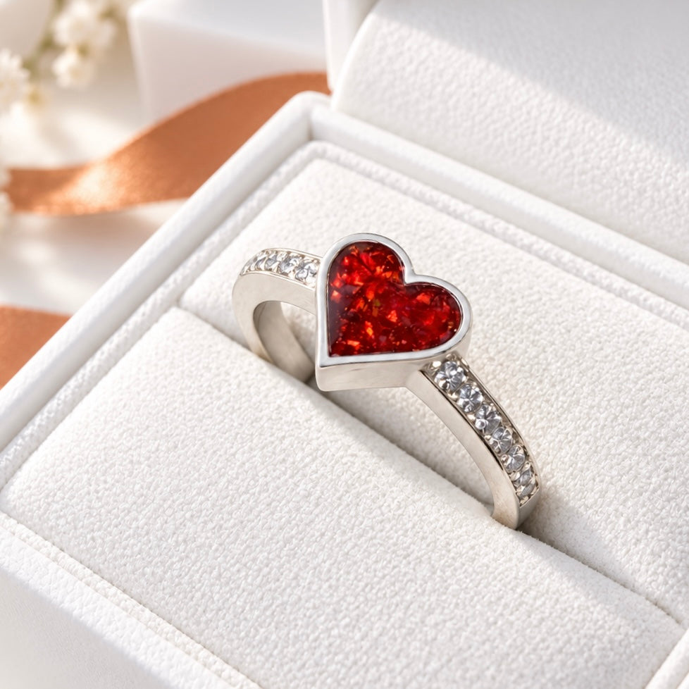 Sterling Silver Heart Multigem Ring