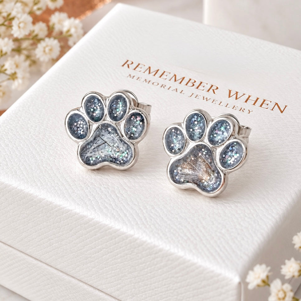 Sterling Silver Paw Stud Earrings