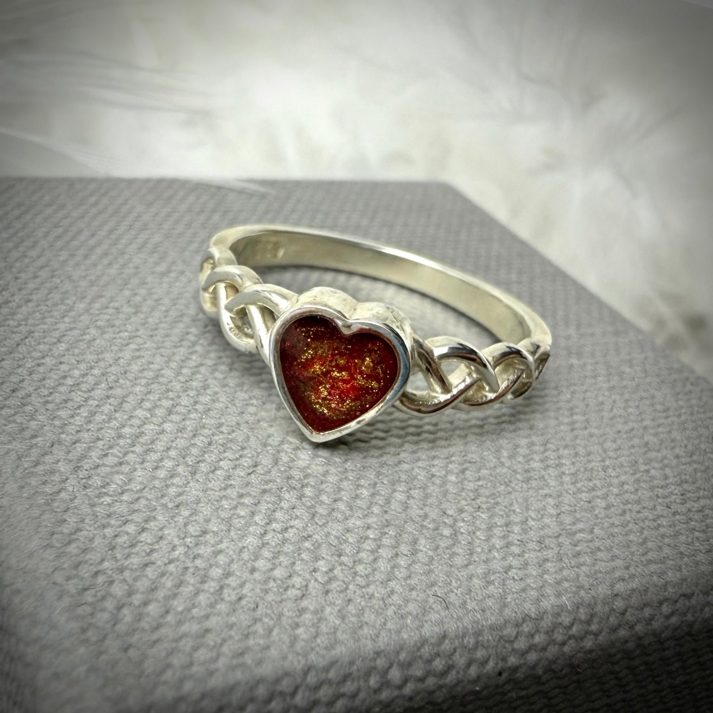 Heart Plaited .925 Silver Ring - Size Q Only
