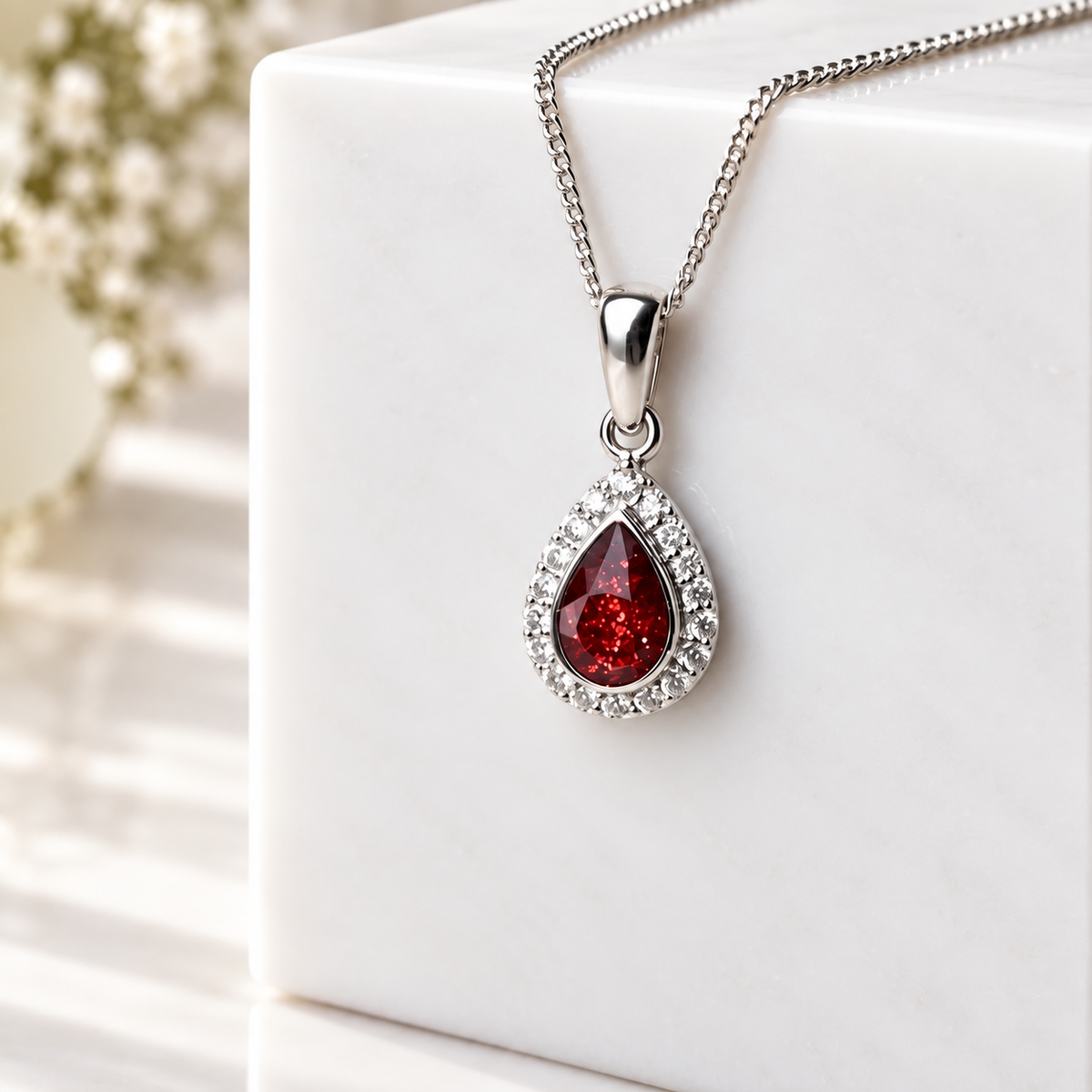 Sterling Silver CZ Petite Teardrop Pendant