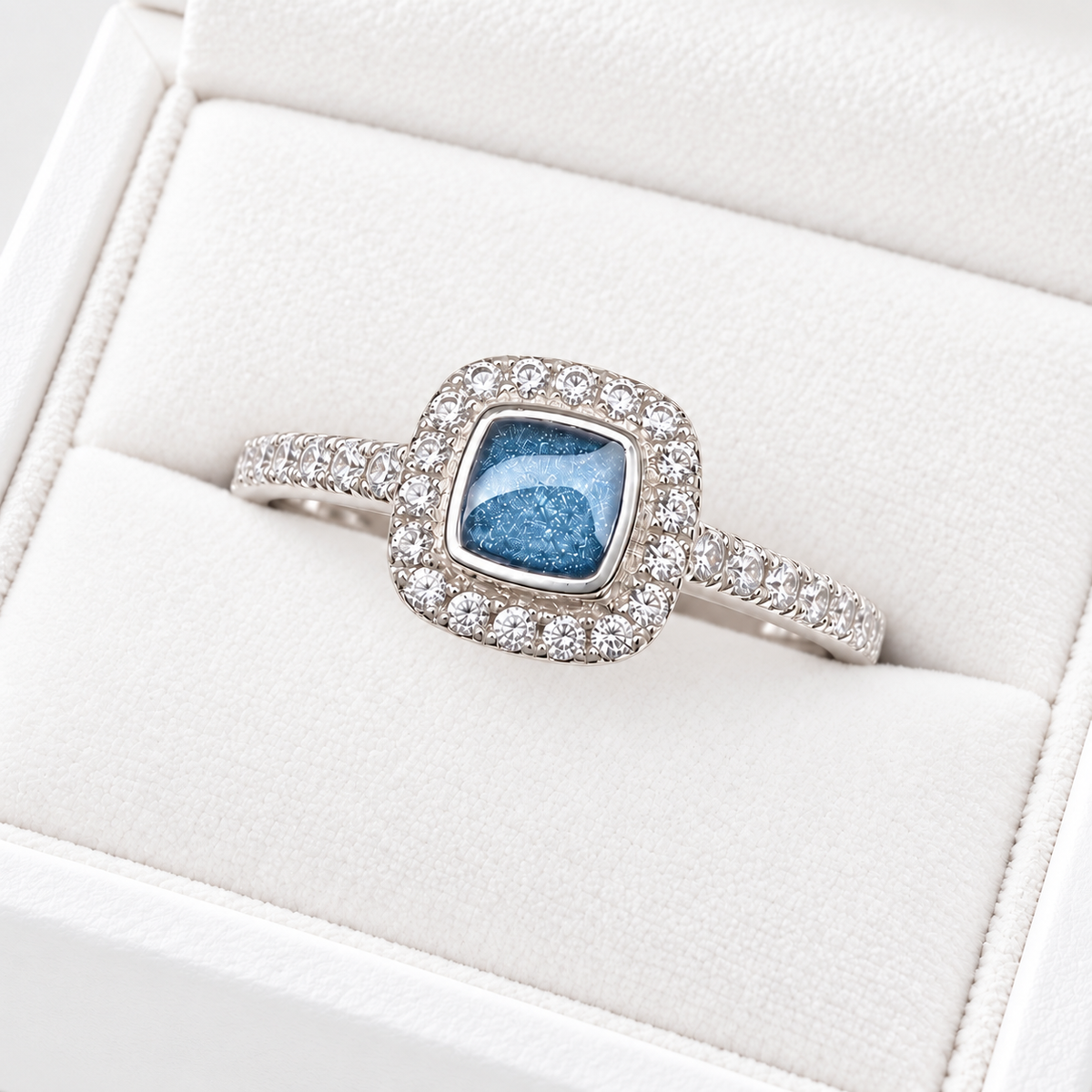 Sterling Silver Crystal Cushion Ring