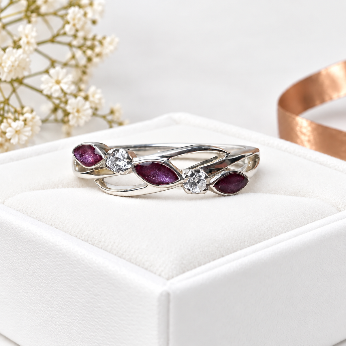 Sterling Silver Entwined Marquise Ring