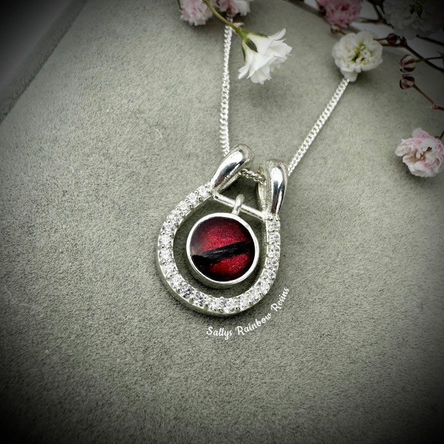 Round CZ Horseshoe .925 Silver Pendant