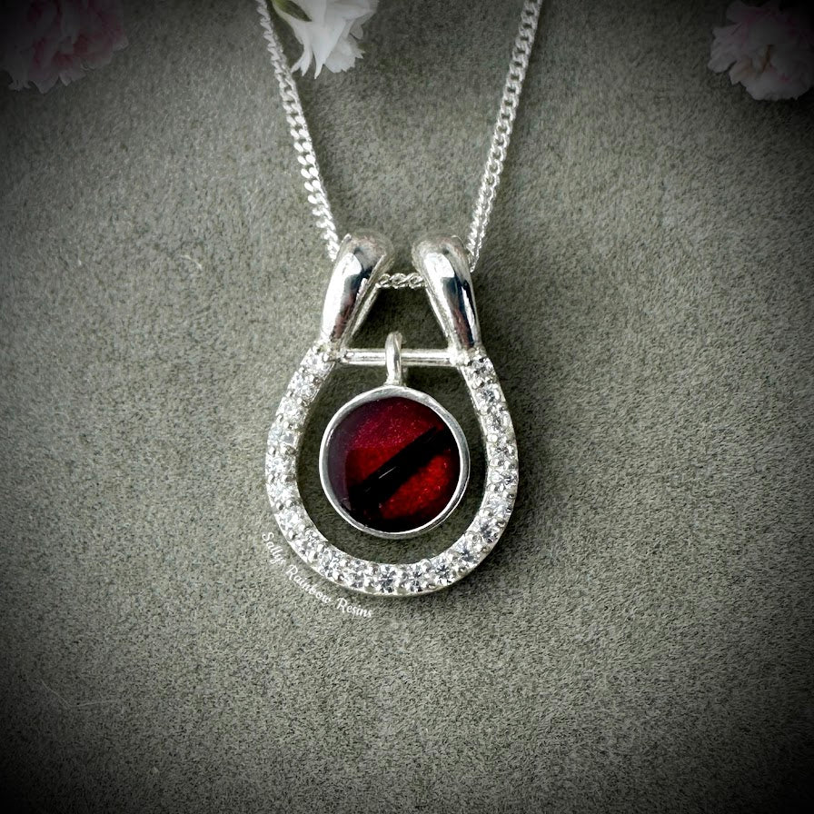 Round CZ Horseshoe .925 Silver Pendant