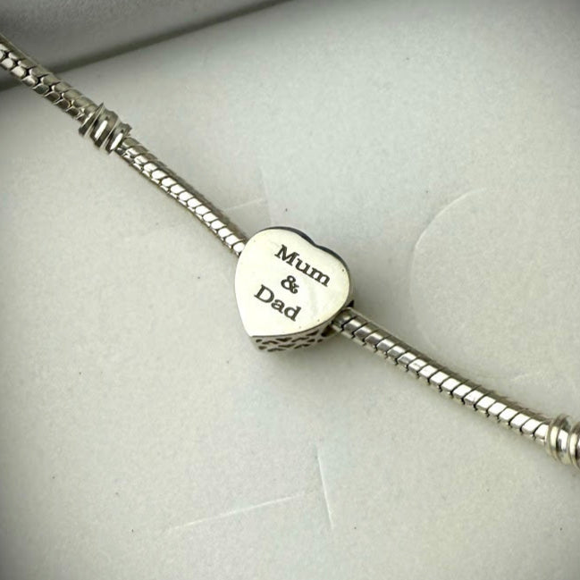Sterling Silver CZ Heart Bracelet Charm