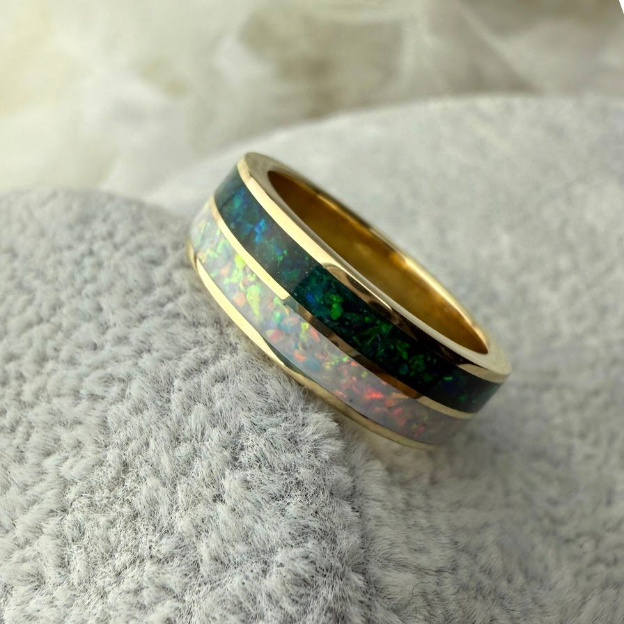 6mm or 8mm Double 9ct Yellow Gold Double Channel Band Ring