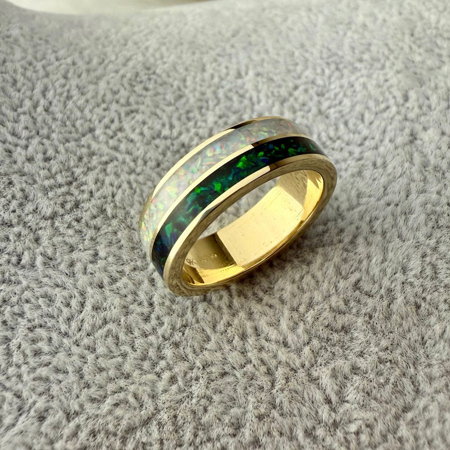 6mm or 8mm Double 9ct Yellow Gold Double Channel Band Ring