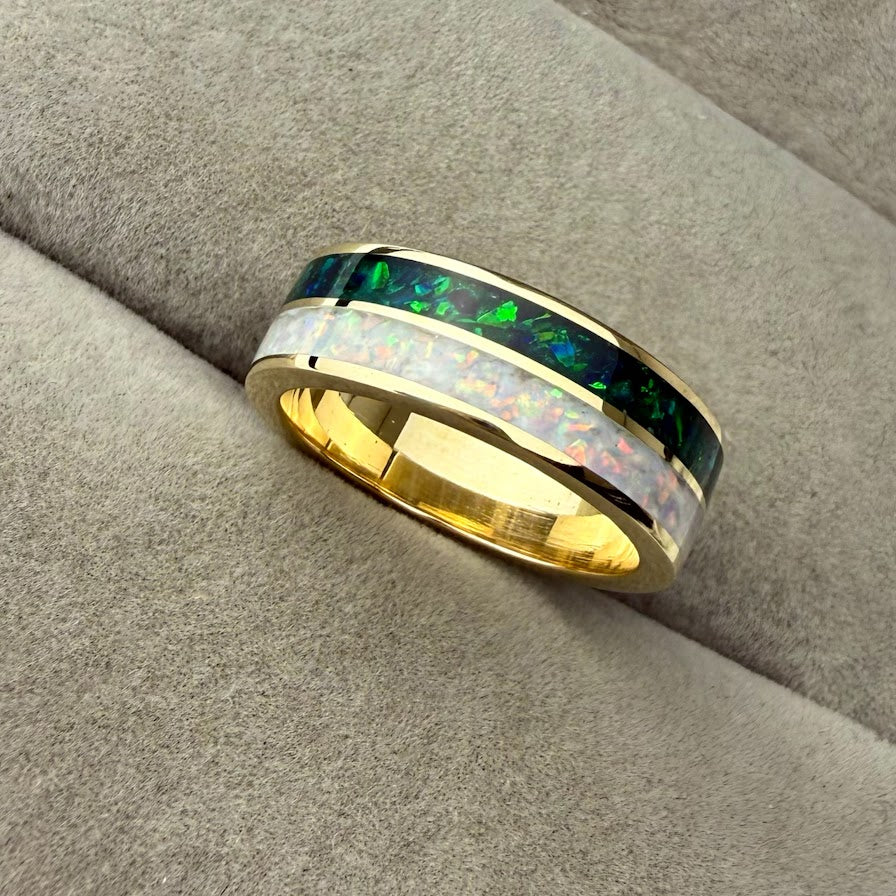 6mm or 8mm Double 9ct Yellow Gold Double Channel Band Ring