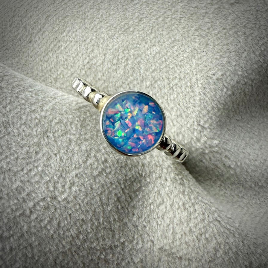 Round Bobble .925 Silver Ring - Size S Only