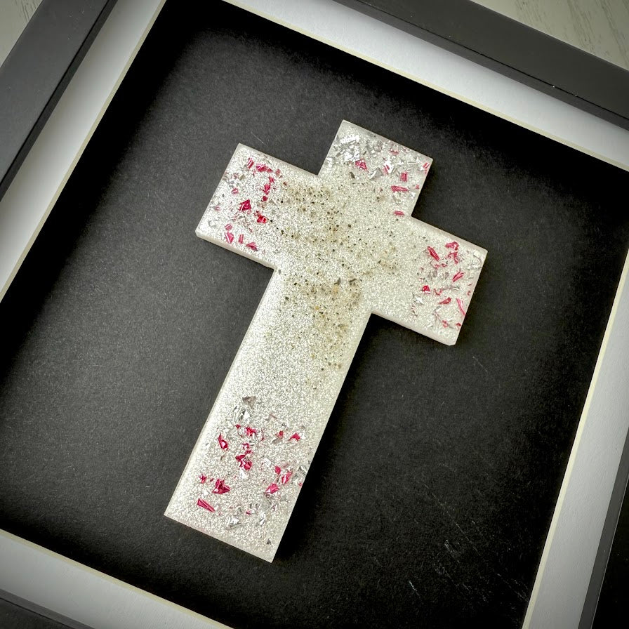Framed Memorial Ashes/Hair Cross