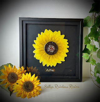 Framed Memorial Ashes/Hair Sunflower