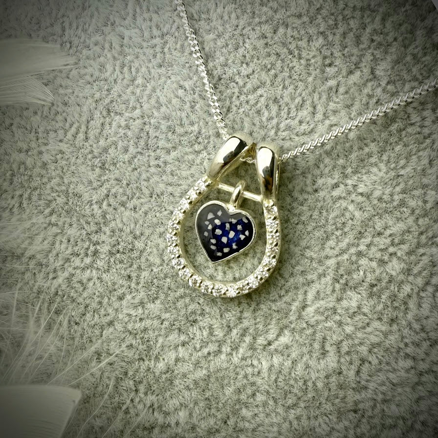 Heart CZ Horseshoe .925 Silver Pendant