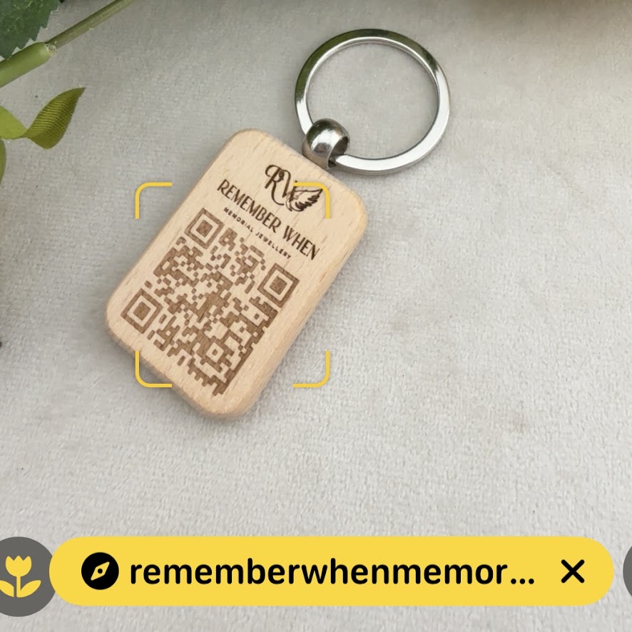 Engraved Wooden Business QR Keyring