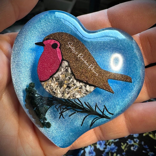 Wavy Heart Robin Paperweight