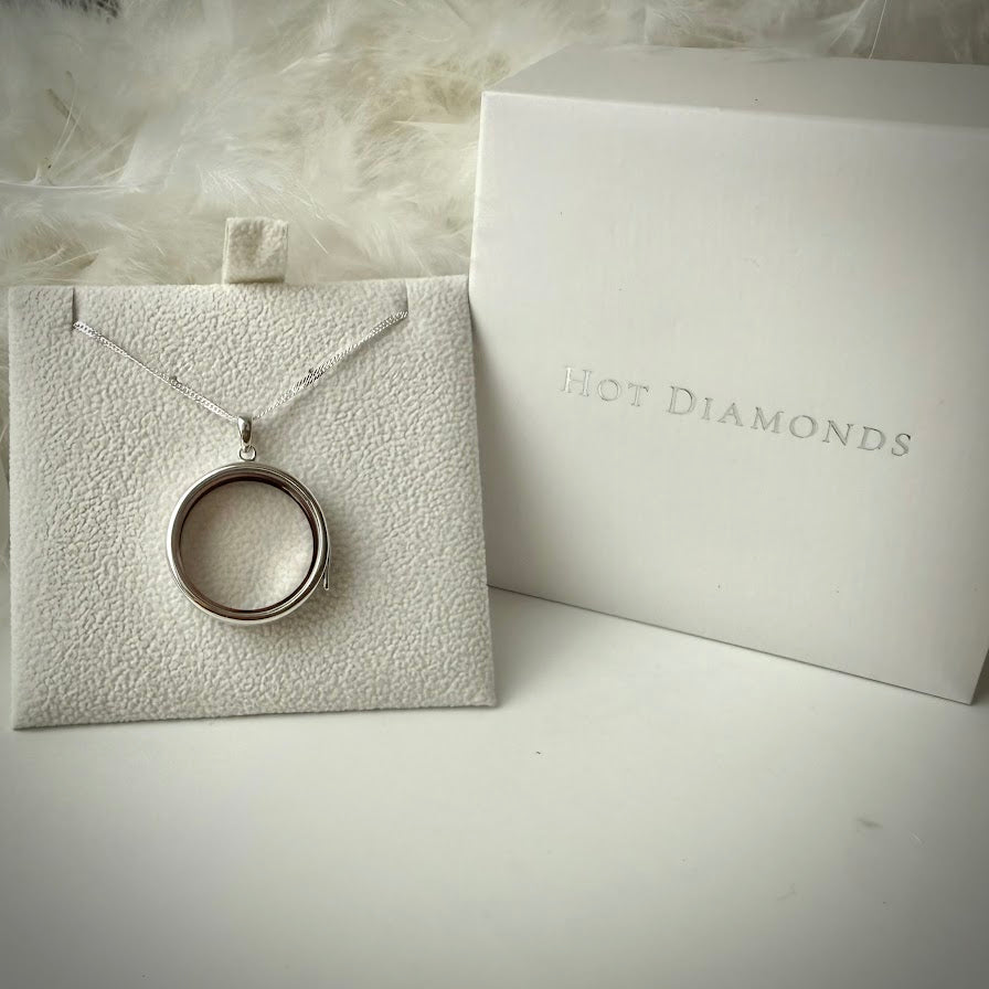 Round glass and .925 Silver locket & Bone Charm