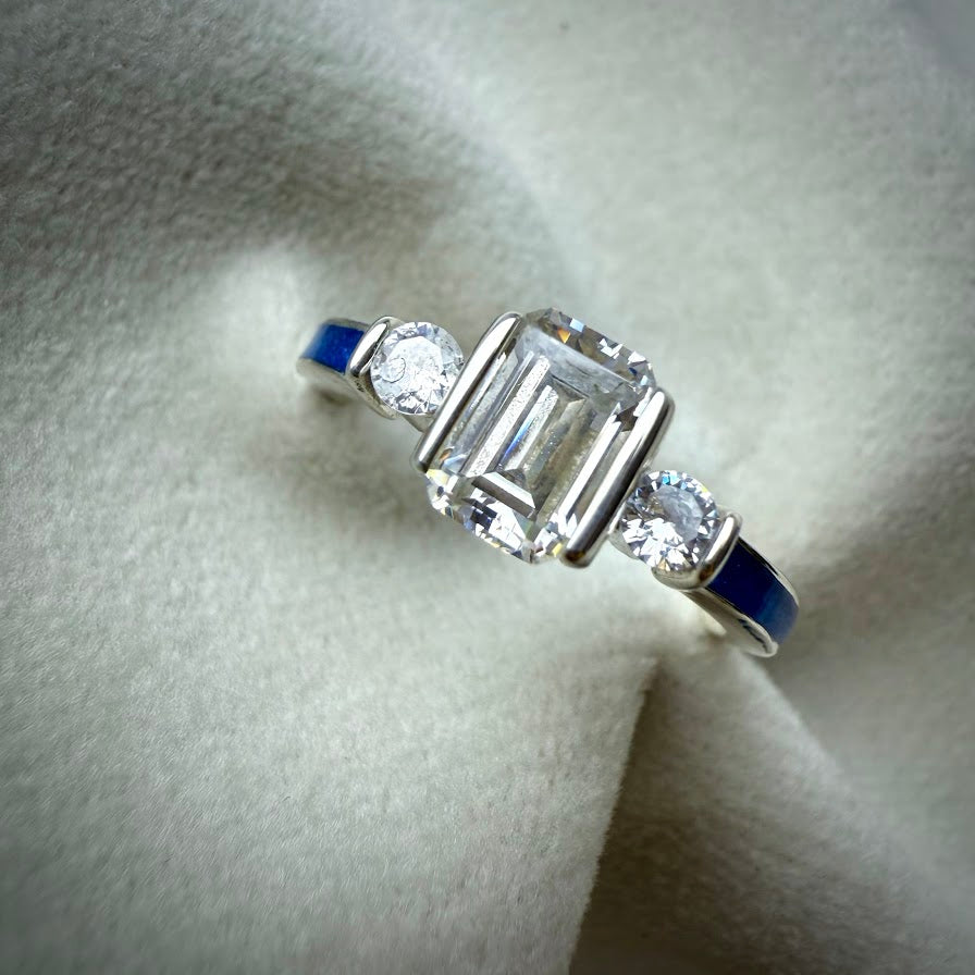 9ct Yellow/White/Rose Gold Emerald Cut Solitaire Ring