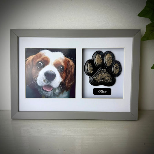 Photo Framed Memorial Ashes/Hair Paw