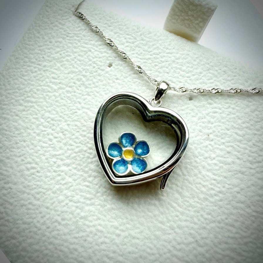 LRG Heart glass and .925 Silver locket & F.M.N Charm