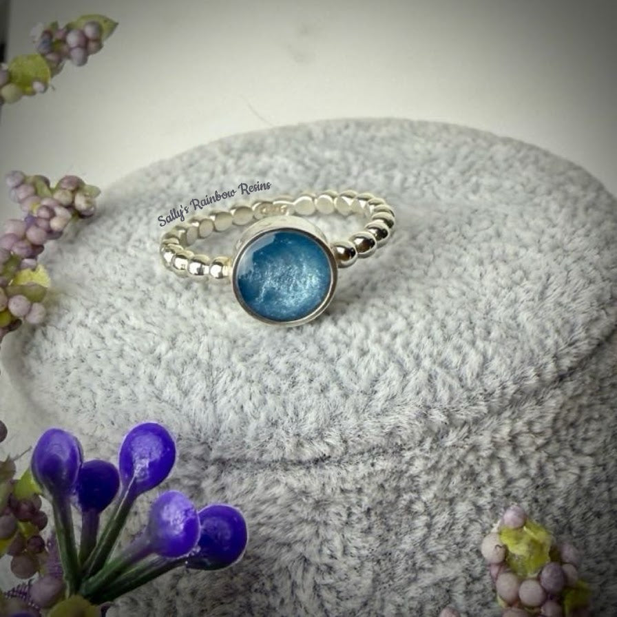 Round Bobble .925 Silver Ring - Size S Only
