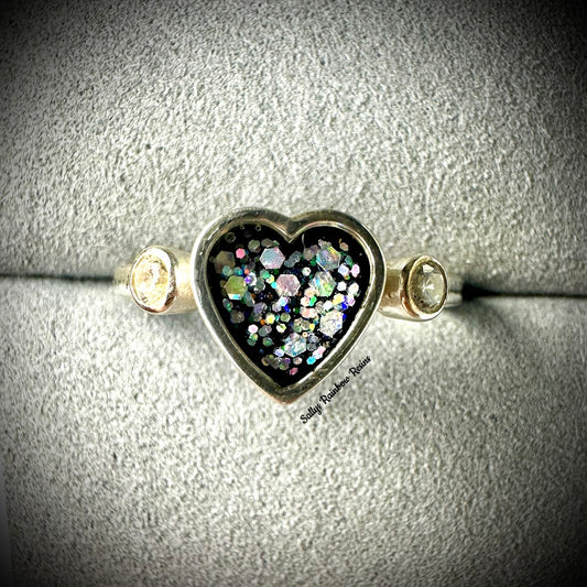Heart Diamante .925 Silver Ring - Size P Only