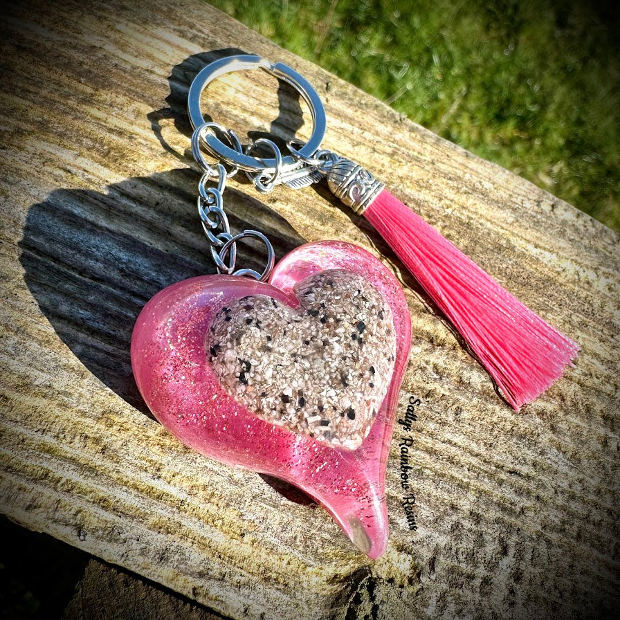 Resin Heart Keyring