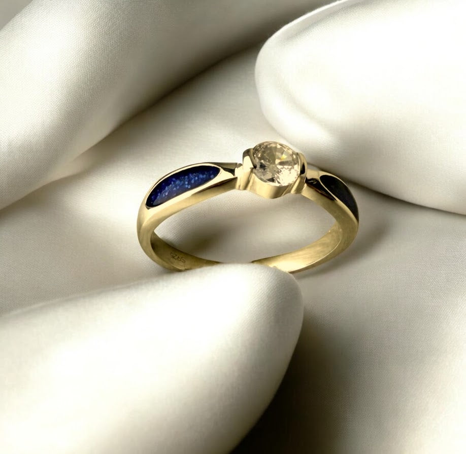 9ct Yellow/White/Rose Gold Solitaire Ring