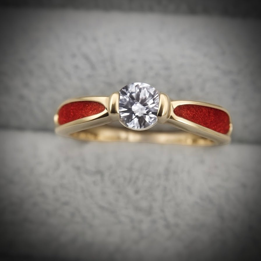 9ct Yellow/White/Rose Gold Solitaire Ring