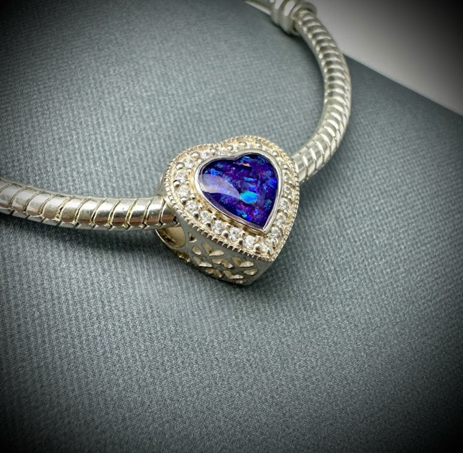 CZ Heart Bracelet Charm