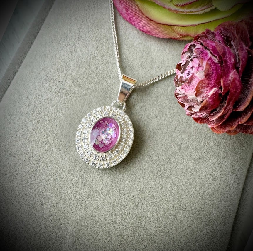 Double CZ Oval Pendant