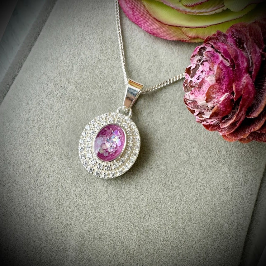 Double CZ Oval Pendant
