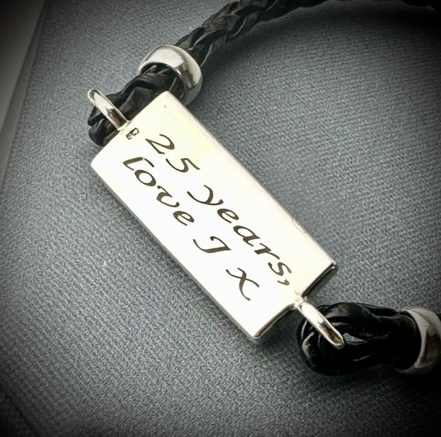 Leather Braided Silver Bracelet