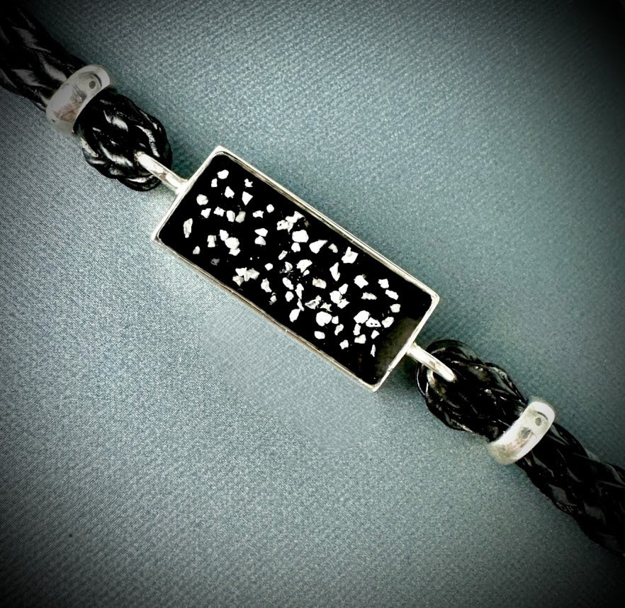 Leather Braided Silver Bracelet