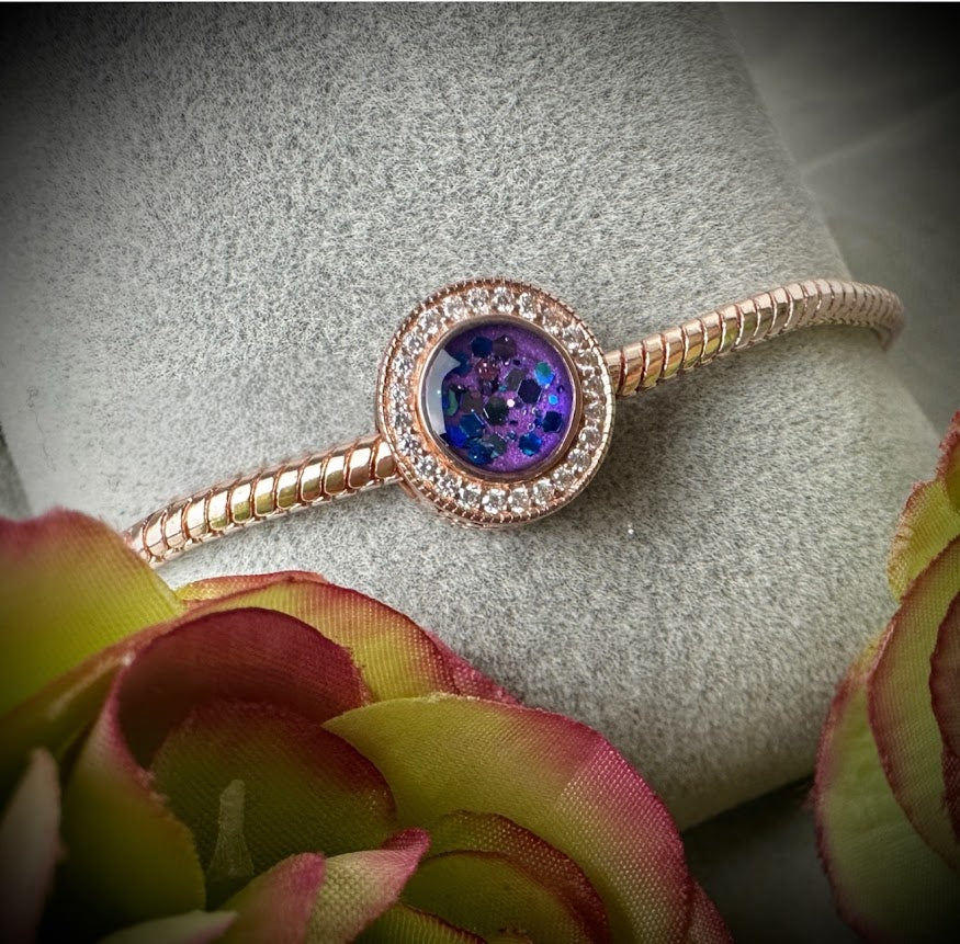CZ Round Rose Gold Bracelet Charm