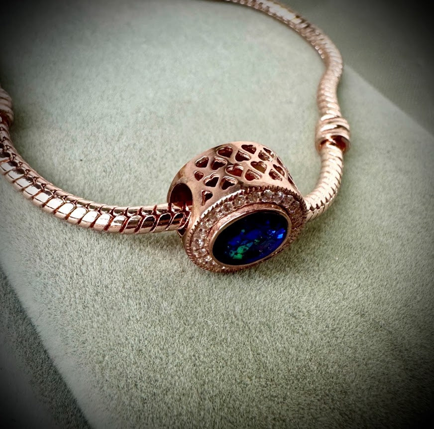 CZ Round Rose Gold Bracelet Charm