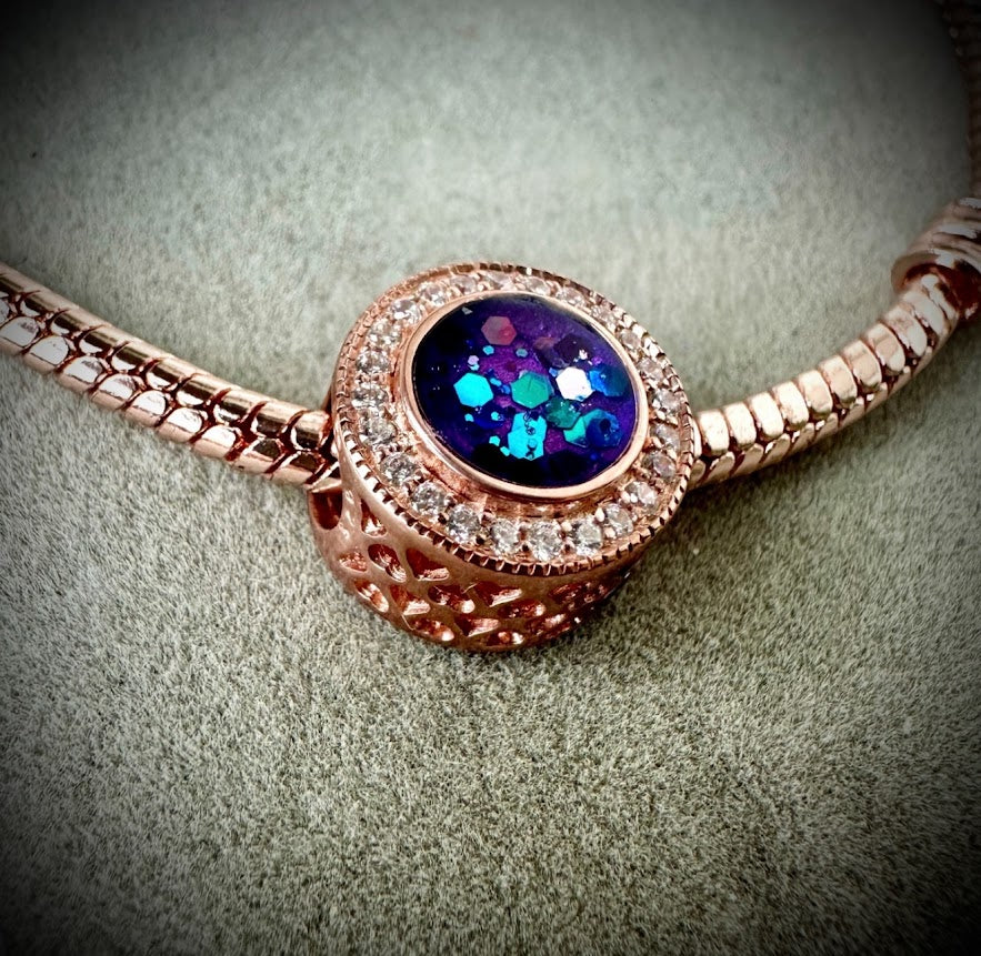 CZ Round Rose Gold Bracelet Charm