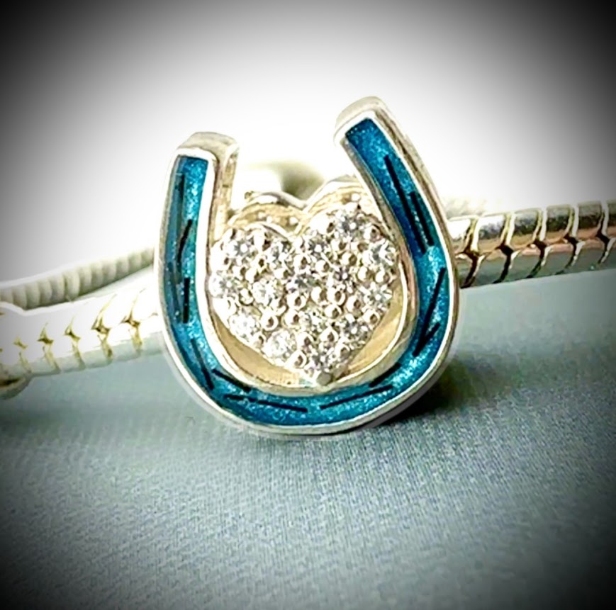CZ Double Sided Horseshoe Bracelet Charm