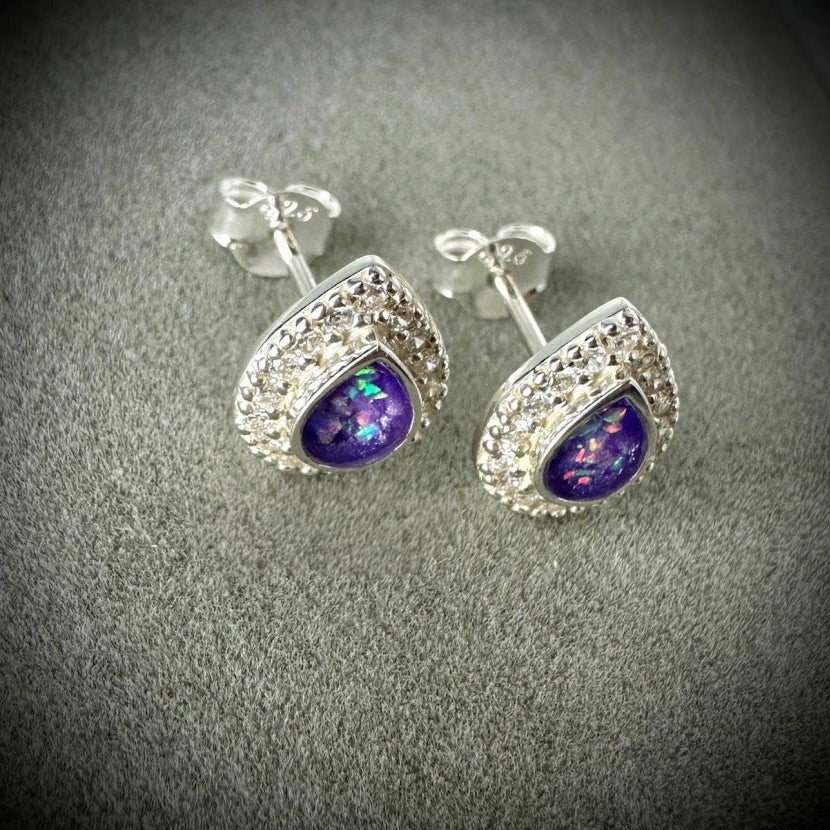 CZ Teardrop Stud Earrings