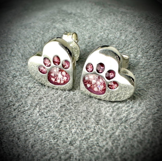 Heart Paw Stud Earrings