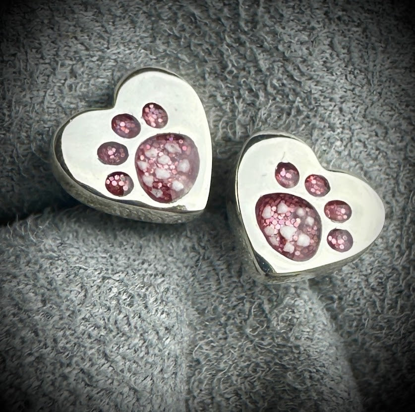 Heart Paw Stud Earrings