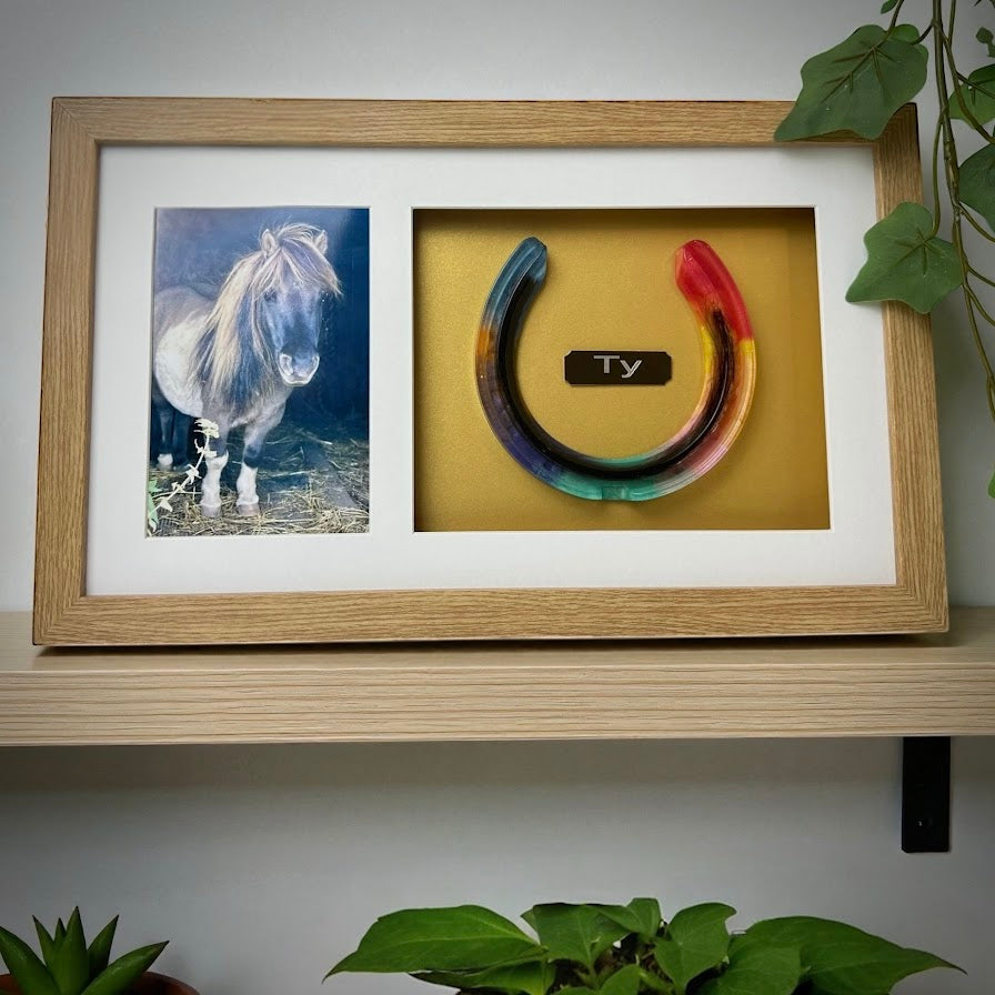 Photo Framed Memorial Ashes/Hair Horsehshoe