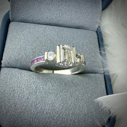 .925 Sterling Silver Emerald Cut Solitaire Memorial Ring