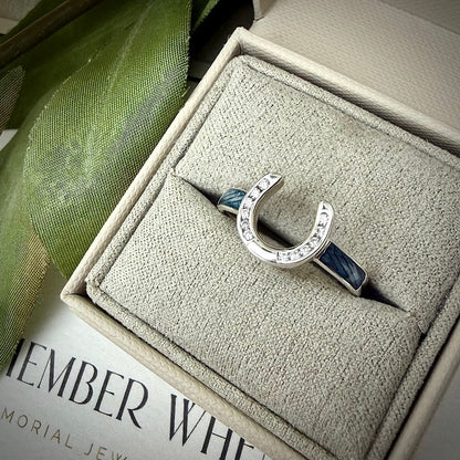.925 Sterling Silver Horse Shoe Crystal Ring
