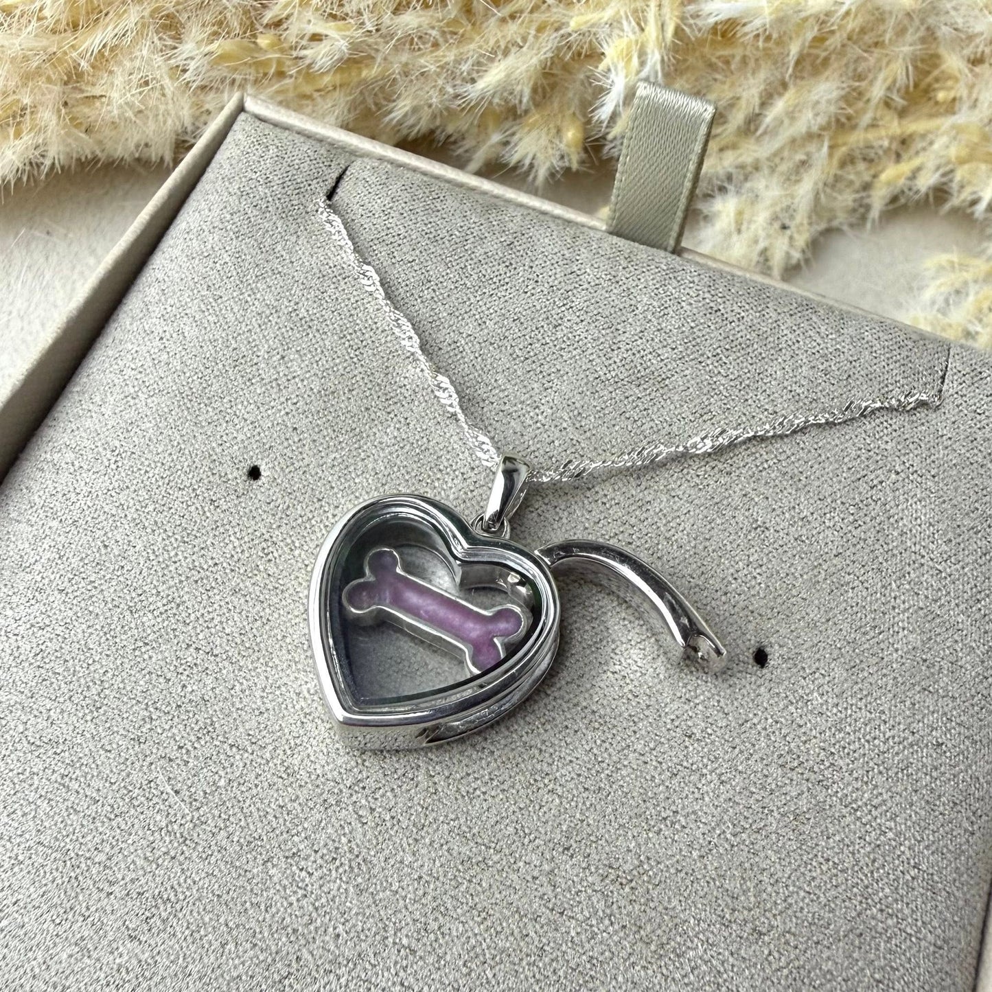 Sterling Silver and Glass Small Floating Bone Locket