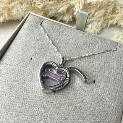 Sterling Silver and Glass Small Floating Bone Locket