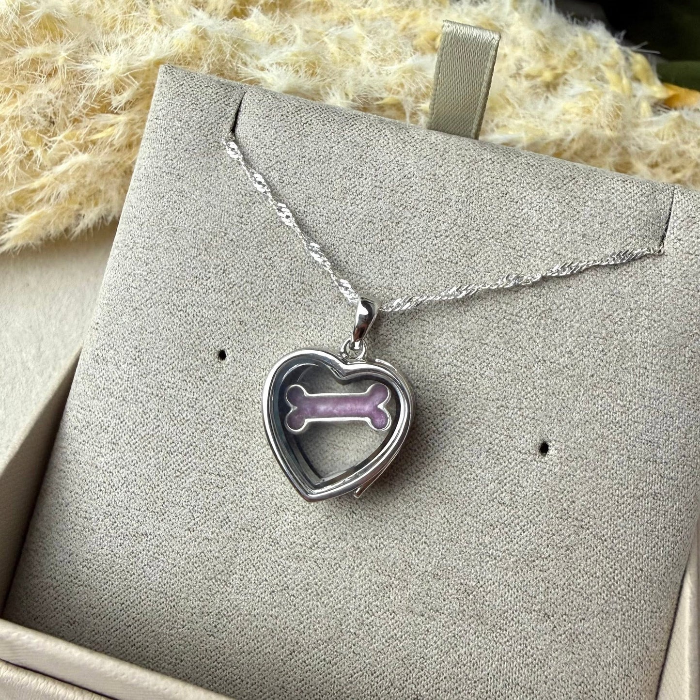 Sterling Silver and Glass Small Floating Bone Locket