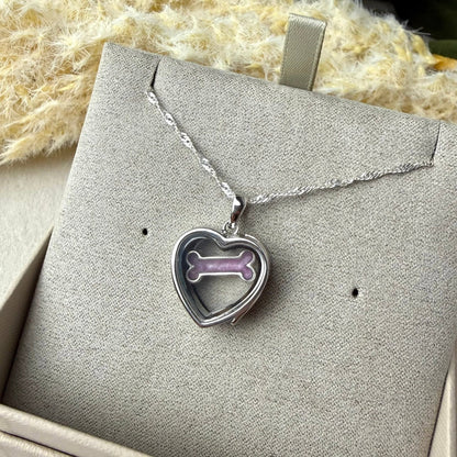 Sterling Silver and Glass Small Floating Bone Locket