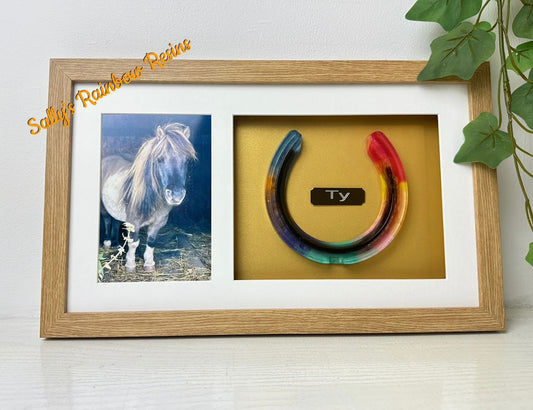 Photo Framed Memorial Ashes/Hair Horsehshoe