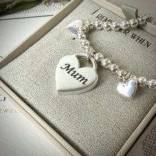 Sterling Silver Beaded Heart Adjustable Bracelet