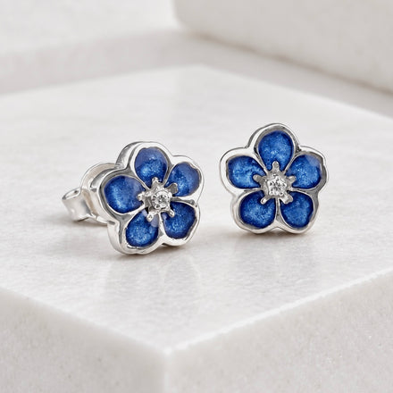 Sterling Silver Forget me Not Earrings